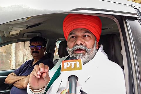 Rakesh Tikait in Hathras